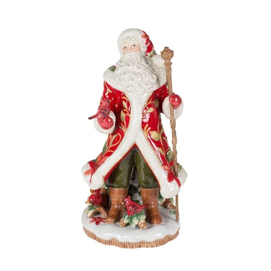 Figurines Fitz and Floyd Santa | Cardinal Christmas Santa Figurine, 18 In