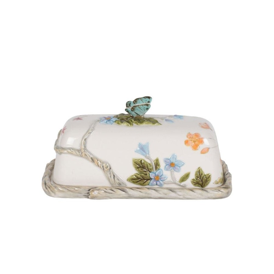 Serveware Fitz and Floyd Specialty | Butterfly Fields Covered Butter Dish