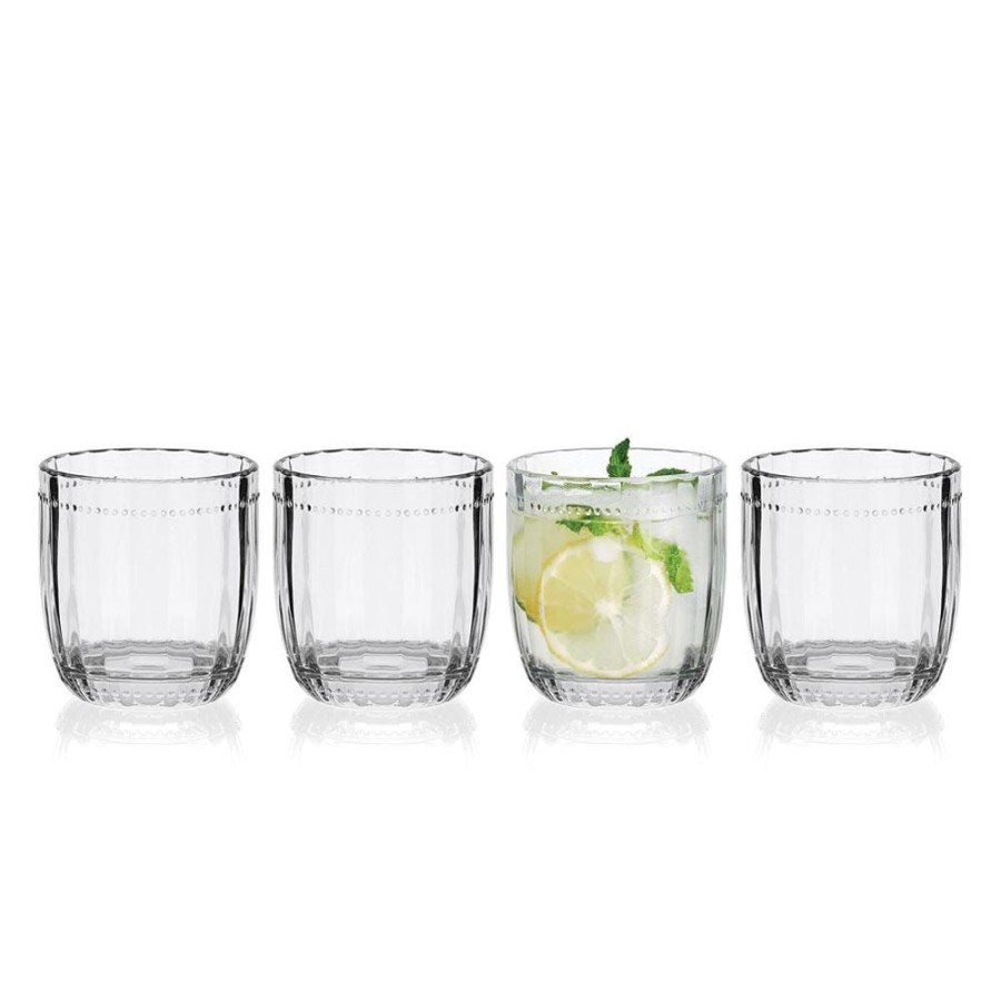 Dining Fitz and Floyd Glasses | Beaded Double Old Fashioned Glasses Set Of 4