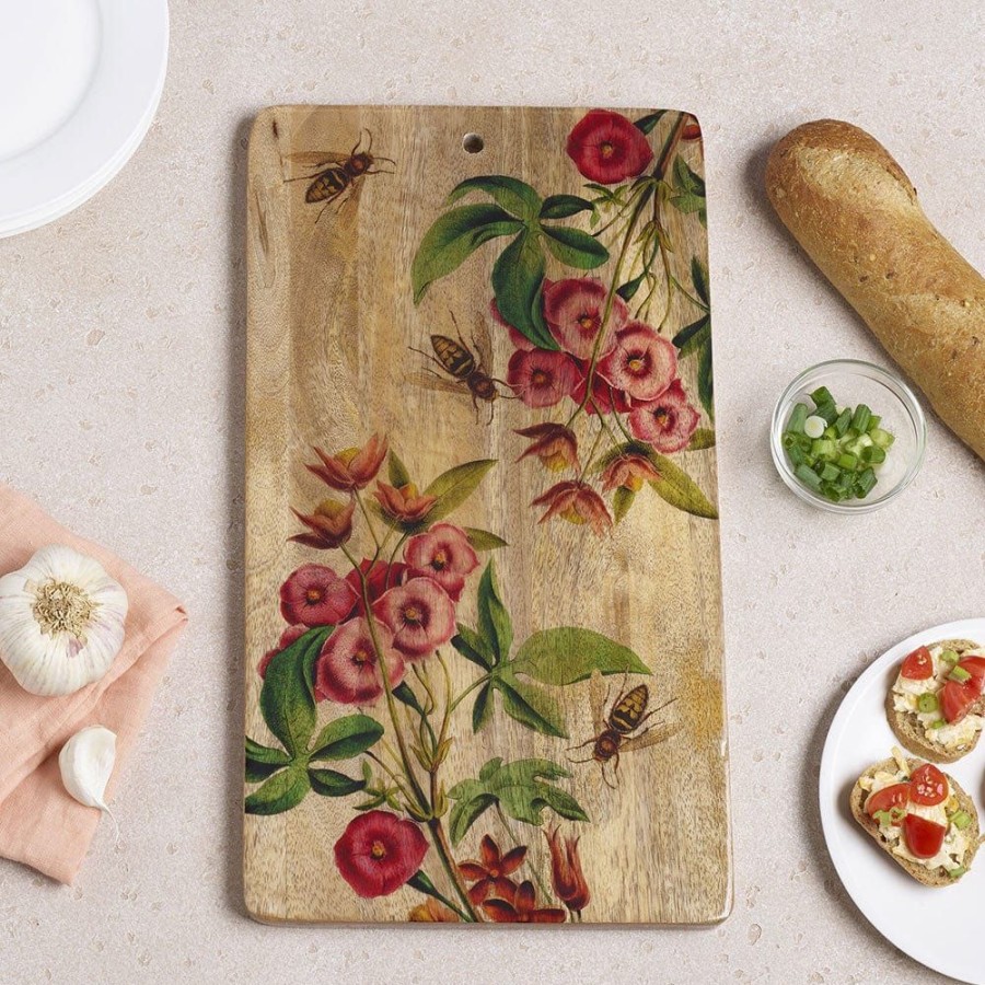 Serveware Fitz and Floyd Appetizer And Snack Serveware | Vintage Vibe Bees Mango Wood Charcuterie Serving Board