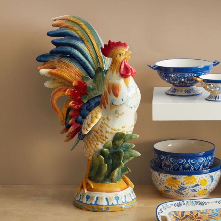 Figurines Fitz and Floyd Roosters | Ricamo Rooster Figurine 20.5 In