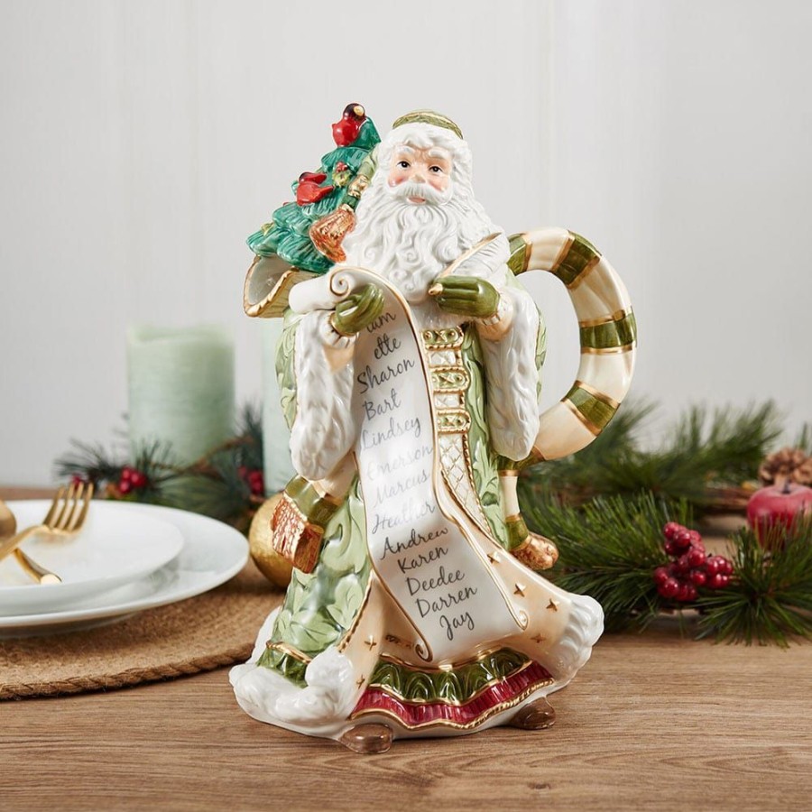 Serveware Fitz and Floyd Pitchers | Holiday Home Green Santa Pitcher