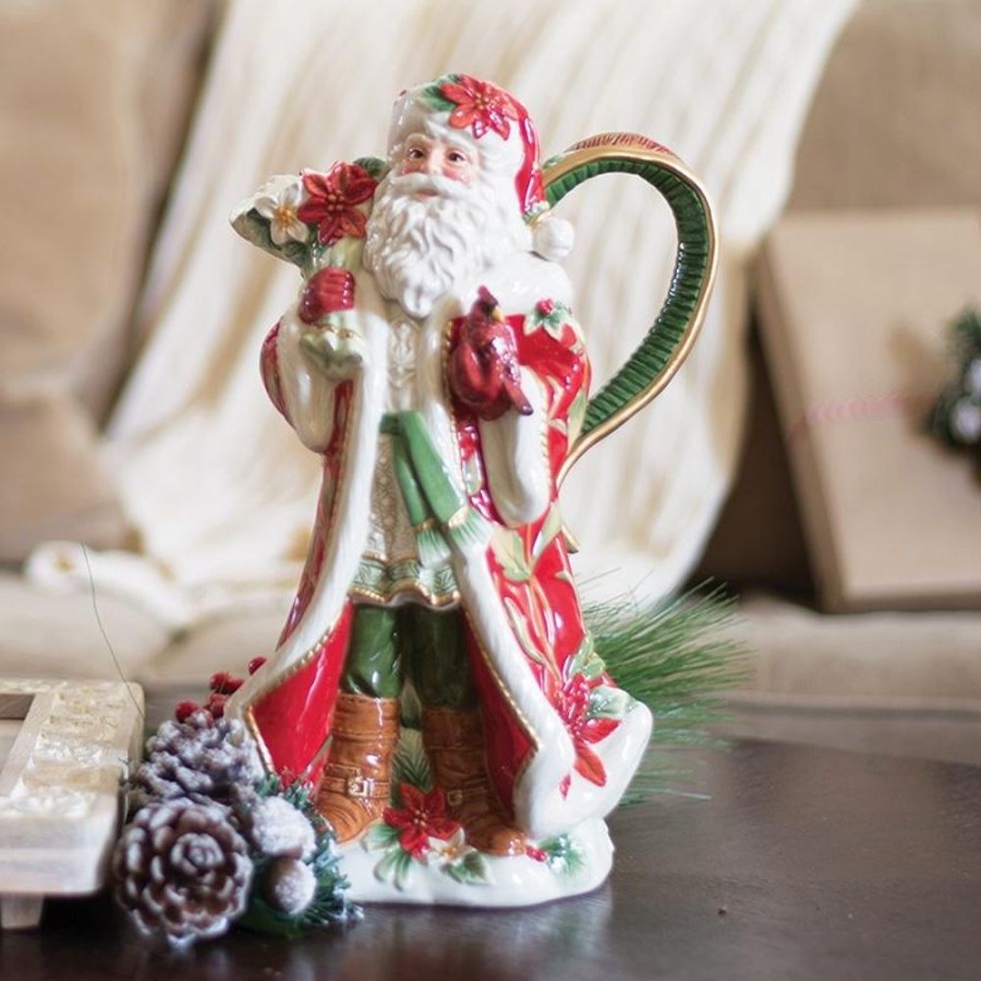 Serveware Fitz and Floyd Pitchers | Cardinal Christmas Santa Pitcher