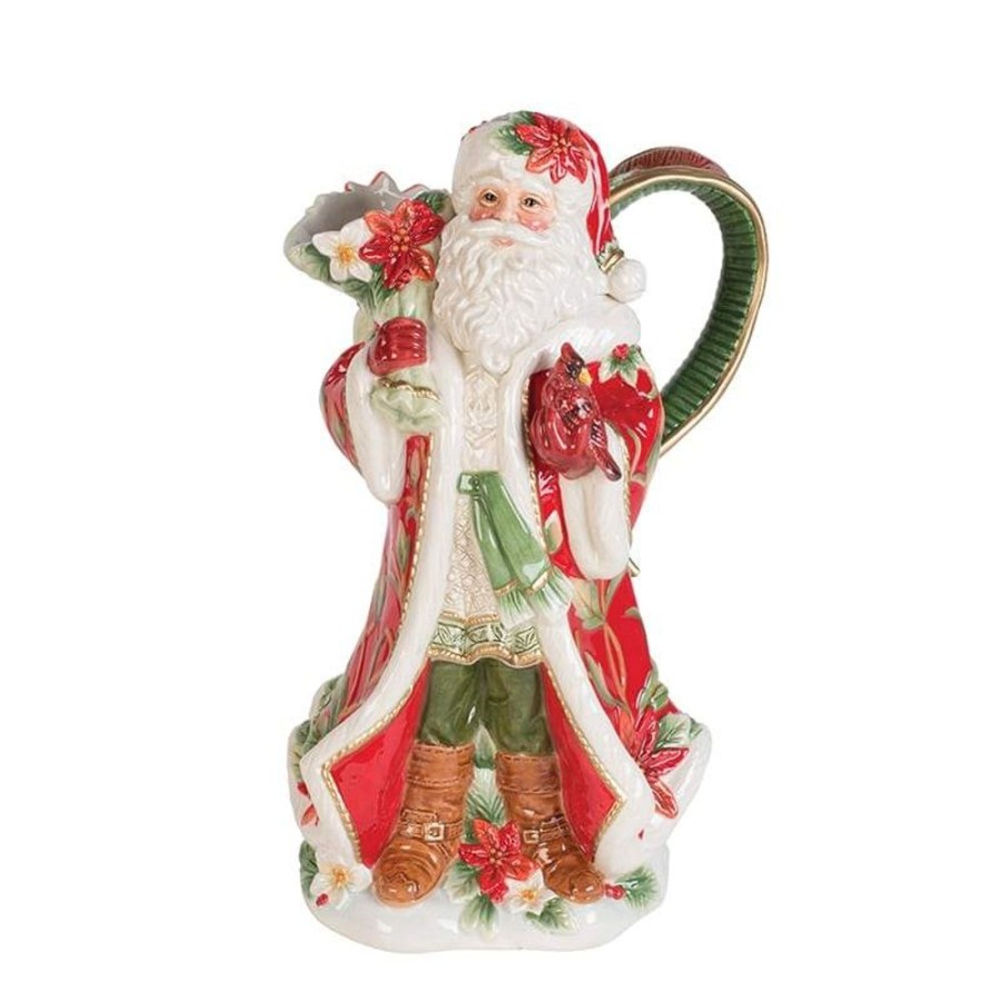 Serveware Fitz and Floyd Pitchers | Cardinal Christmas Santa Pitcher