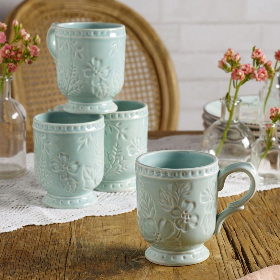 Dining Fitz and Floyd Mugs | English Garden Set Of 4 Mugs