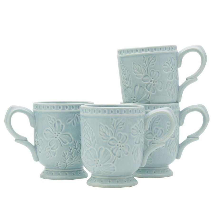 Dining Fitz and Floyd Mugs | English Garden Set Of 4 Mugs