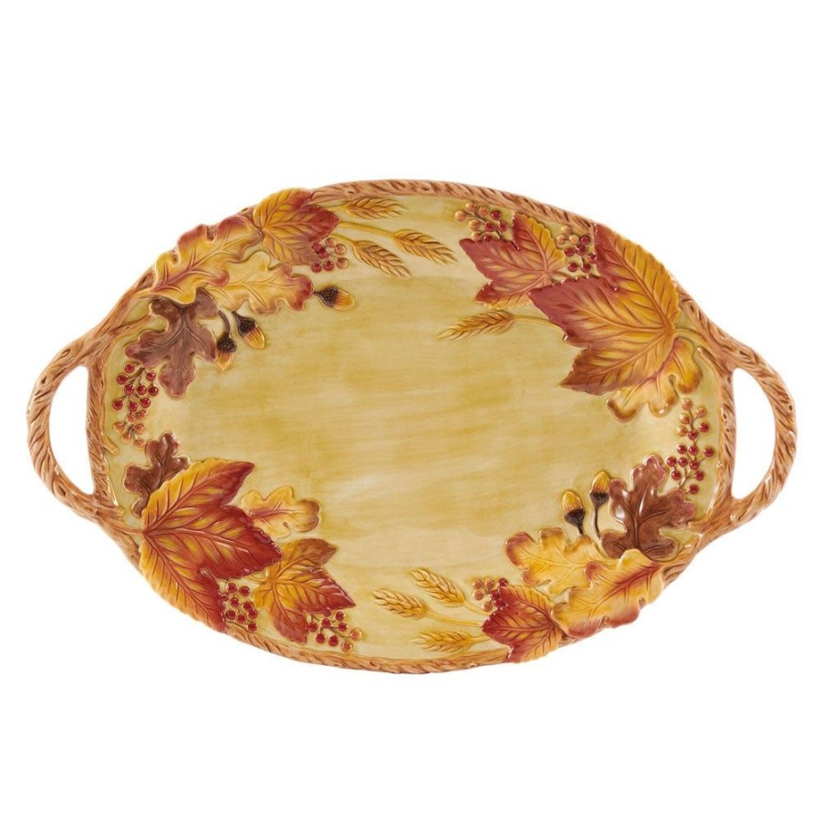 Serveware Fitz and Floyd Trays | Harvest Handled Serving Platter