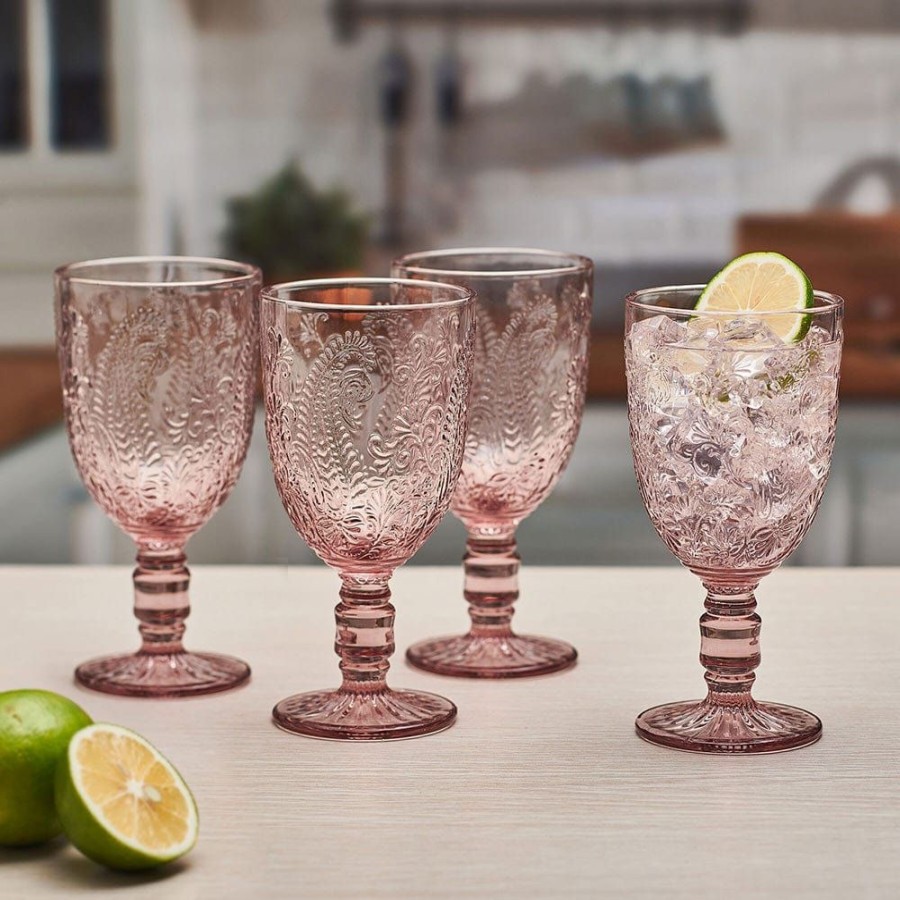 Dining Fitz and Floyd Glasses | Maddi Goblets Set Of 4, Blush