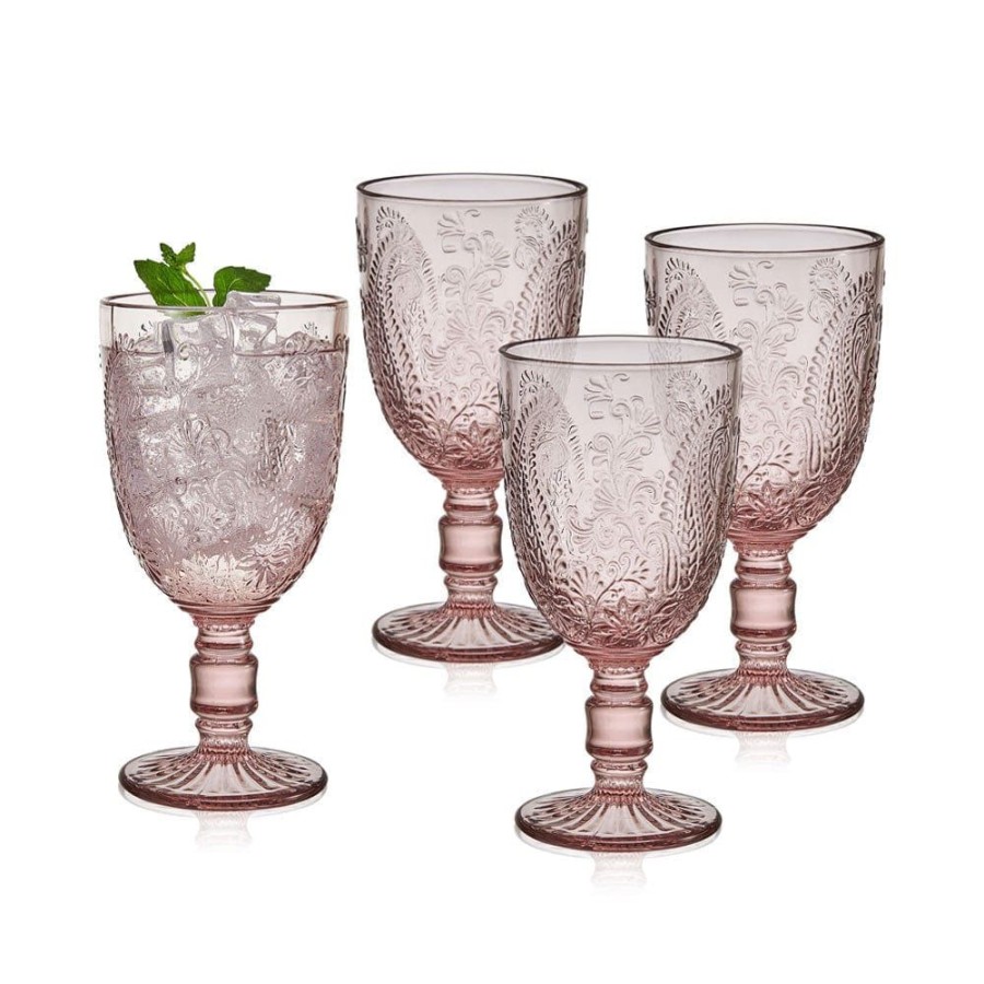 Dining Fitz and Floyd Glasses | Maddi Goblets Set Of 4, Blush