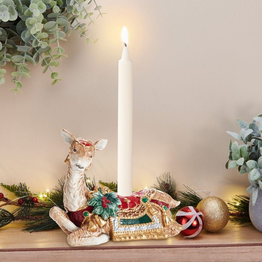 Serveware Fitz and Floyd Candleholders | Noel Holiday Resting Deer Candle Holder