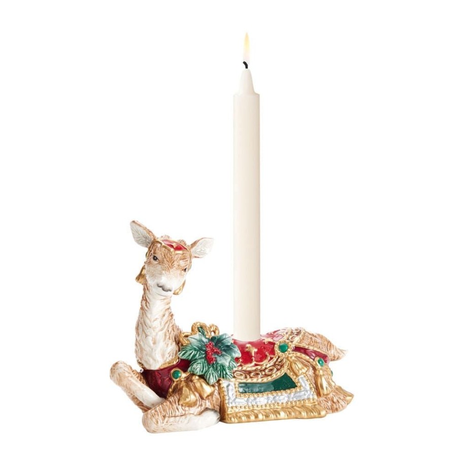 Serveware Fitz and Floyd Candleholders | Noel Holiday Resting Deer Candle Holder