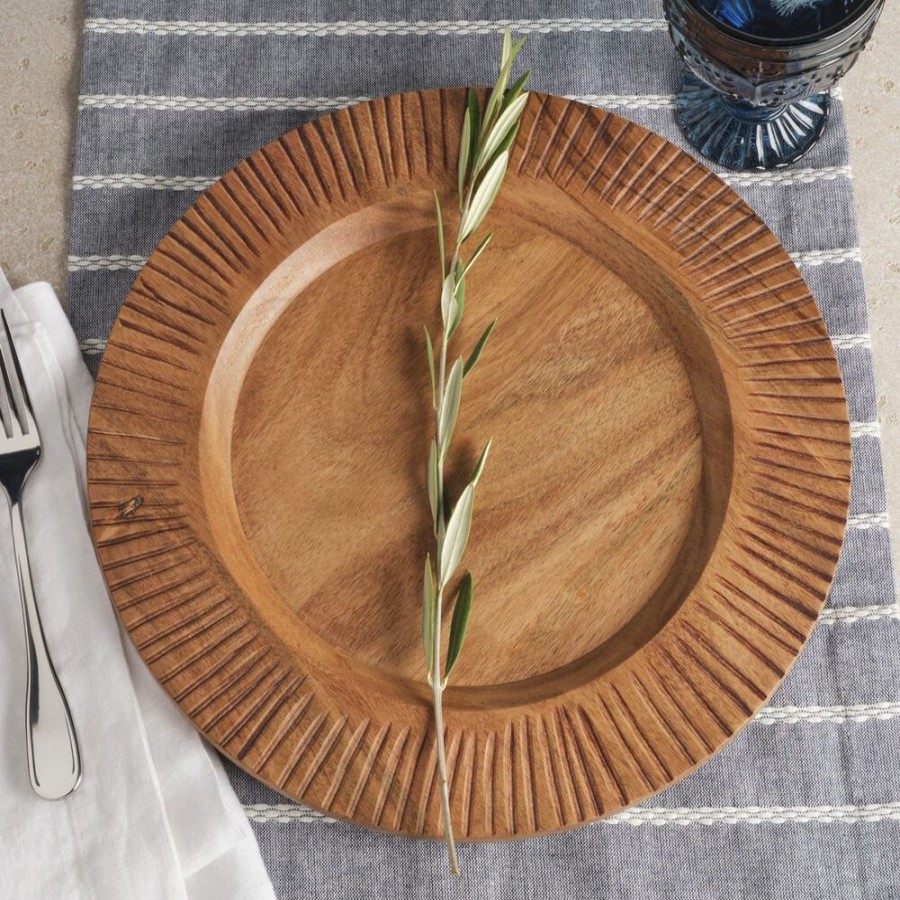 Serveware Fitz and Floyd Specialty | Caleb Acacia Wood Set Of 2 Chargers