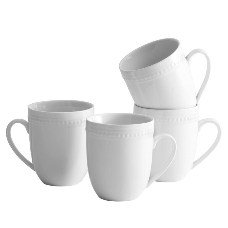 Dining Fitz and Floyd Mugs | Everyday White® Beaded Set Of 4 Mugs