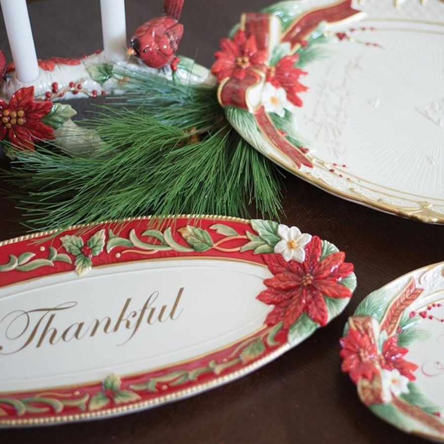 Serveware Fitz and Floyd Trays | Cardinal Christmas Bread Tray