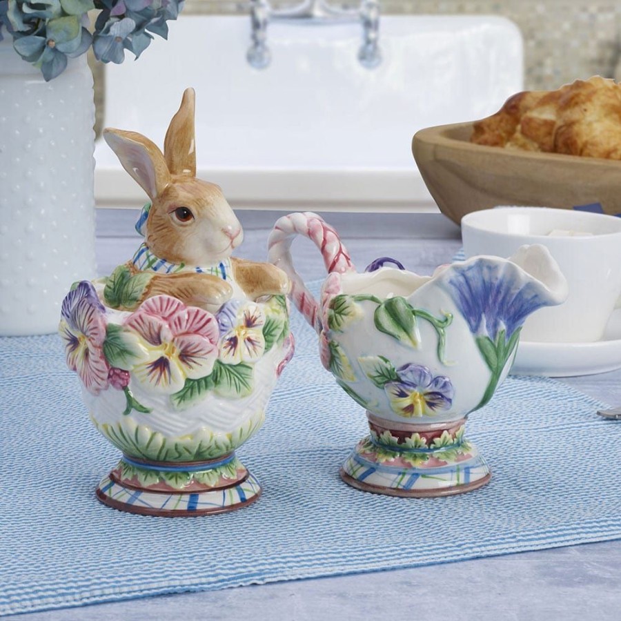 Serveware Fitz and Floyd Appetizer And Snack Serveware | Halcyon Rabbit Sugar And Creamer Set