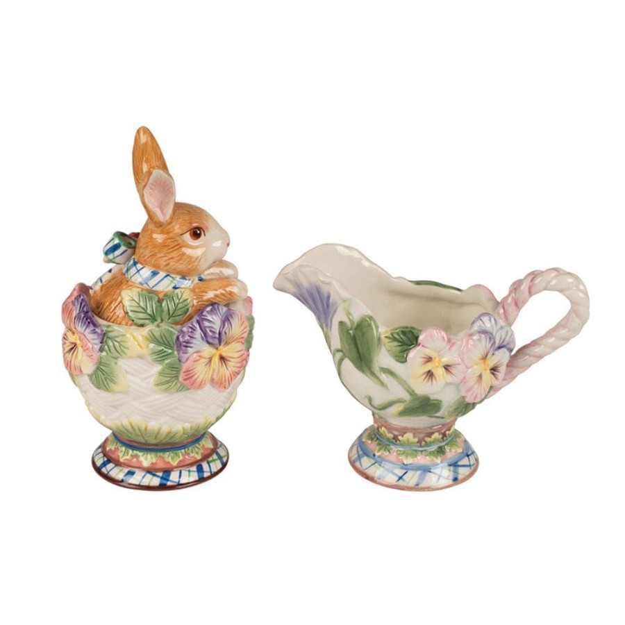 Serveware Fitz and Floyd Appetizer And Snack Serveware | Halcyon Rabbit Sugar And Creamer Set