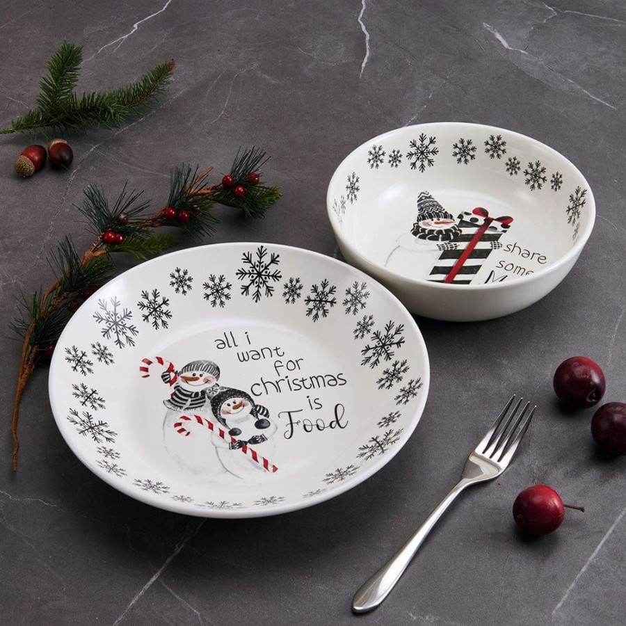 Serveware Fitz and Floyd Serving Bowls | Snow Days Set Of 2 Vegetable Serving Bowls