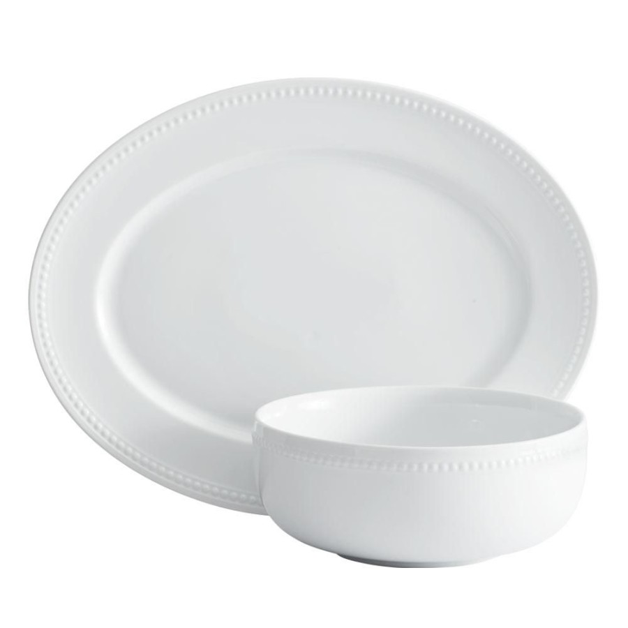 Serveware Fitz and Floyd Serving Bowls | Everyday White® Beaded Serving Bowl And Platter Set