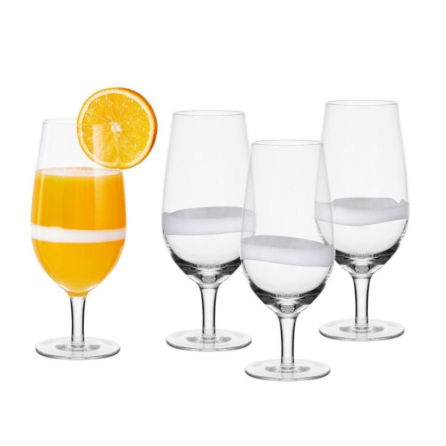 Dining Fitz and Floyd Glasses | Organic Band Footed Iced Beverage Juice Glasses Set Of 4