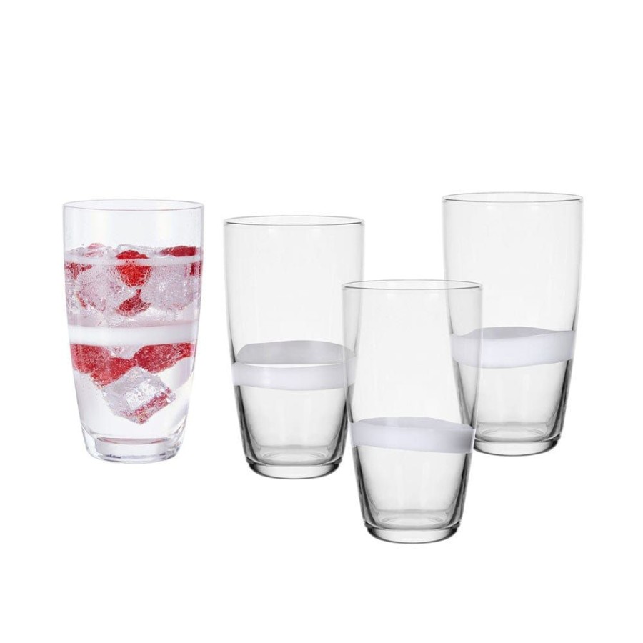 Dining Fitz and Floyd Glasses | Organic Band Highball Glasses Set Of 4