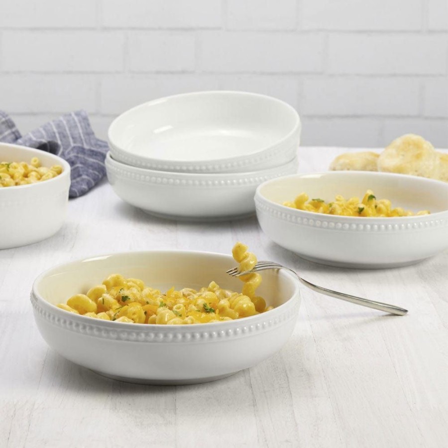 Dining Fitz and Floyd Individual Bowls | Everyday White® Beaded Set Of 4 Dinner Bowls