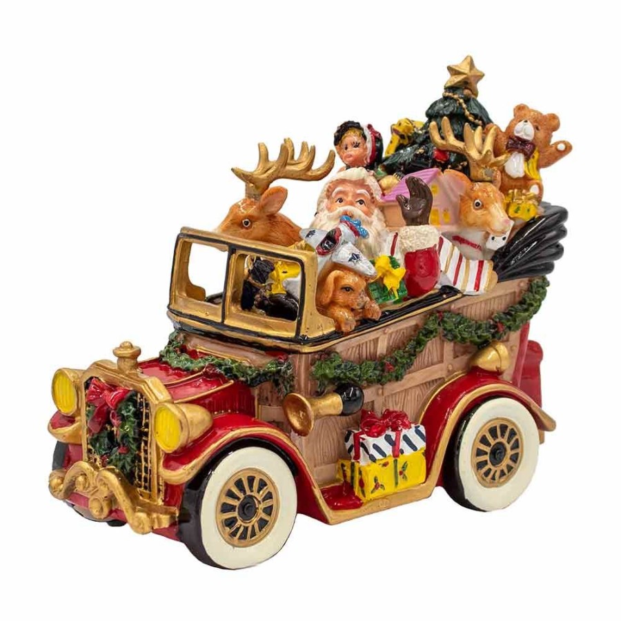 Figurines Fitz and Floyd Musicals | Santa Classic Car Musical - We Wish You A Merry Christmas, 8.25 In