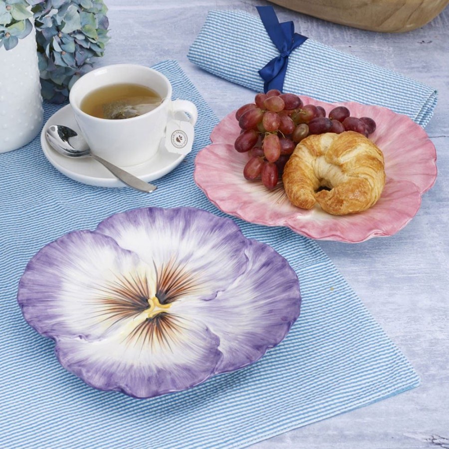 Dining Fitz and Floyd Appetizer Plates | Halcyon Set O F 2 Pansy Appetizer Plates