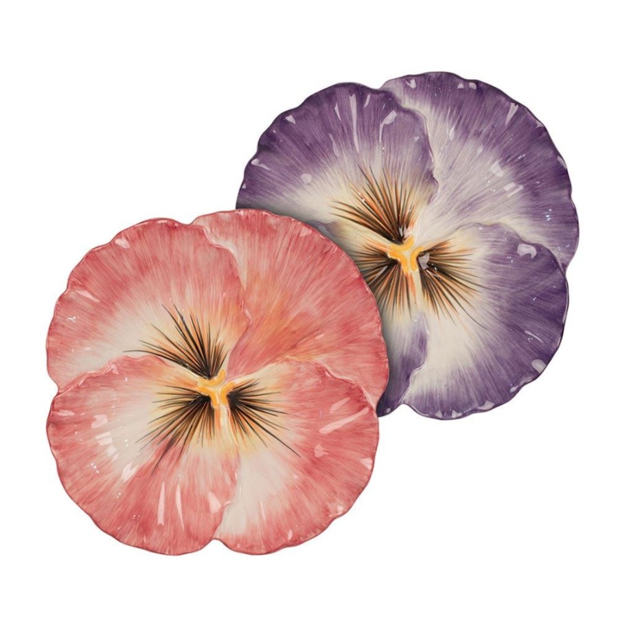 Dining Fitz and Floyd Appetizer Plates | Halcyon Set O F 2 Pansy Appetizer Plates