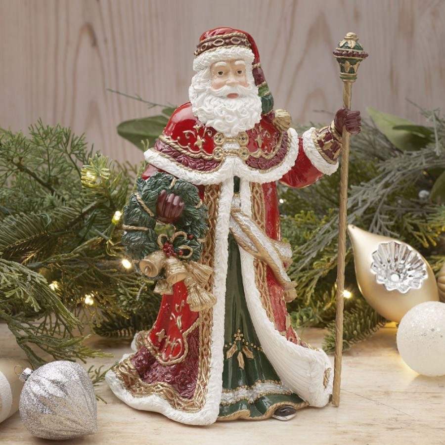 Figurines Fitz and Floyd Santa | Noel Holiday Musical Santa Figurine, The First Noel, 11 In