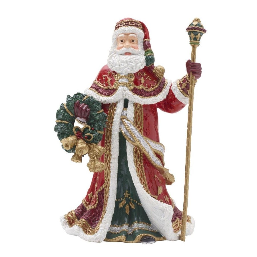 Figurines Fitz and Floyd Santa | Noel Holiday Musical Santa Figurine, The First Noel, 11 In