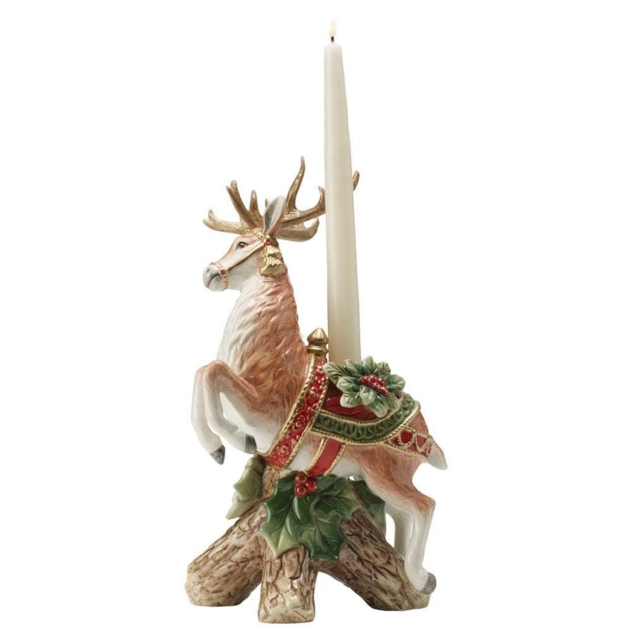 Serveware Fitz and Floyd Candleholders | Holiday Home Leaping Deer Candleholder