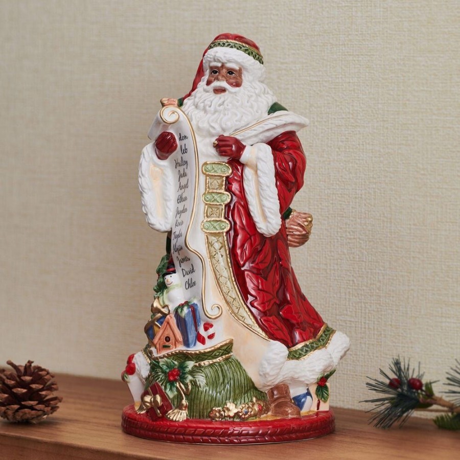 Figurines Fitz and Floyd Santa | Holiday Home African American Studio Santa Figurine, 13 In