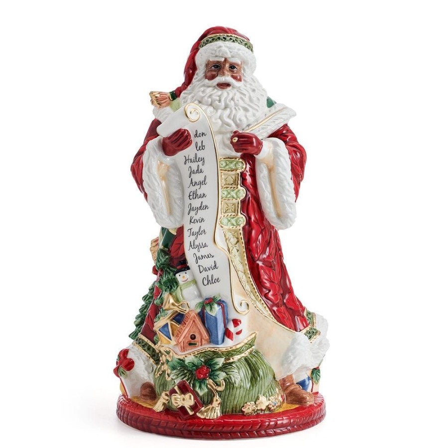 Figurines Fitz and Floyd Santa | Holiday Home African American Studio Santa Figurine, 13 In