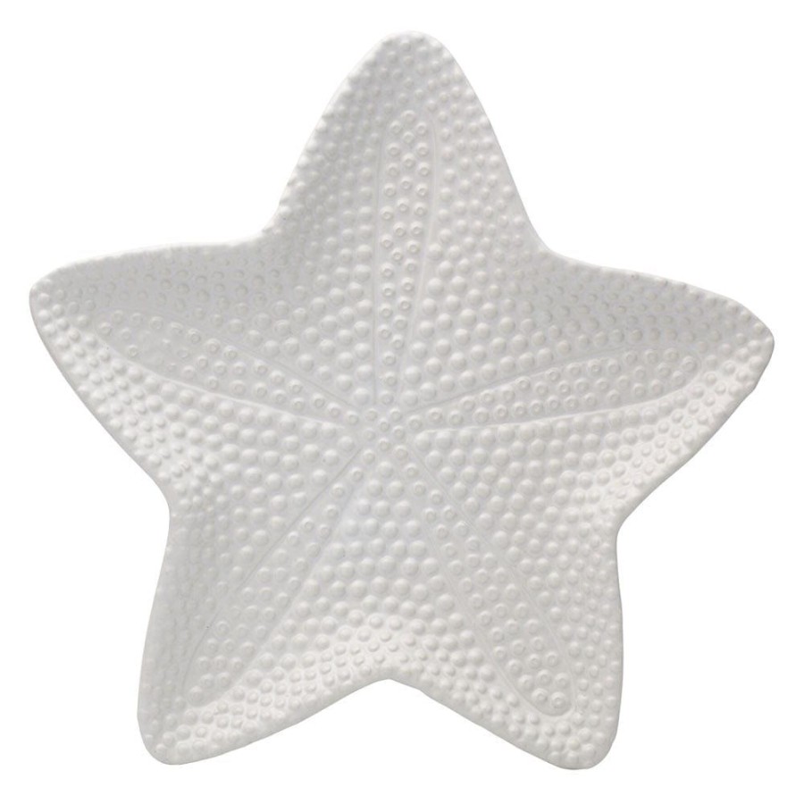 Serveware Fitz and Floyd Platters | Coastal Home White Starfish Platter 14.5 In