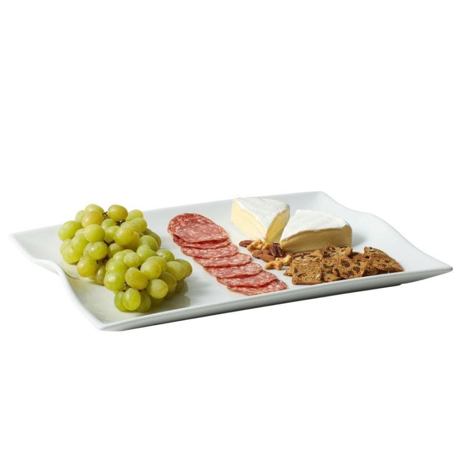 Serveware Fitz and Floyd Platters | Everyday White® Rectangular Handled Serving Platter, 18.25 In