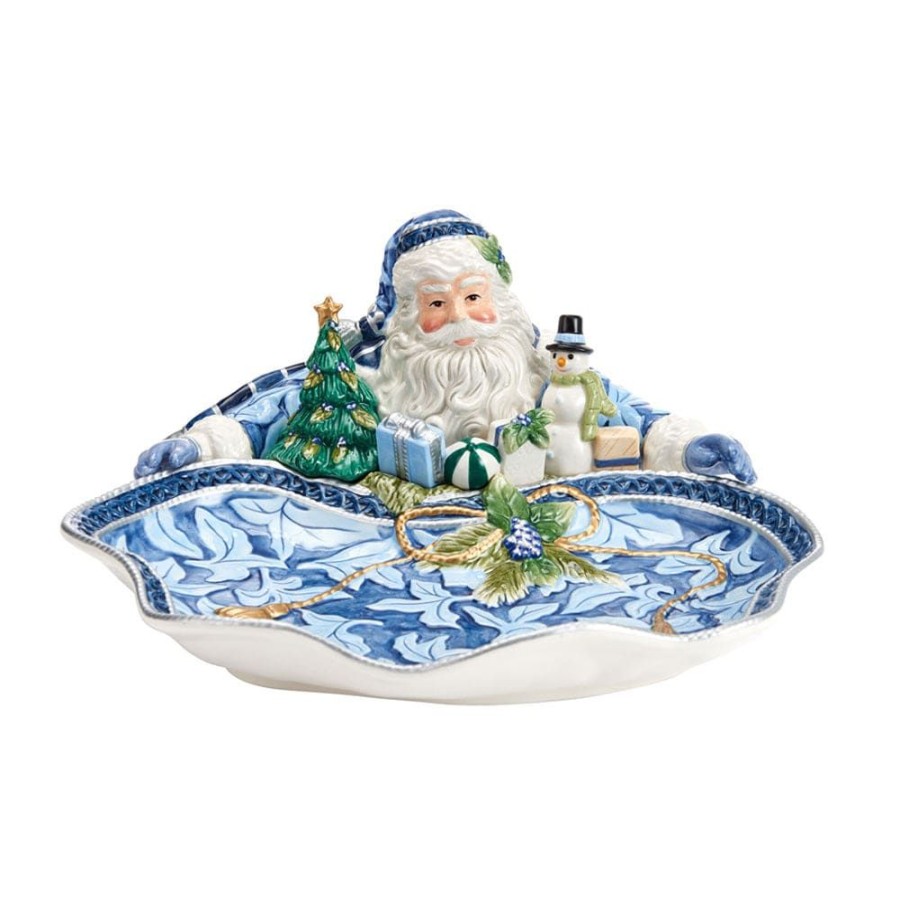 Serveware Fitz and Floyd Serving Bowls | Holiday Home Blue Santa Serving Bowl