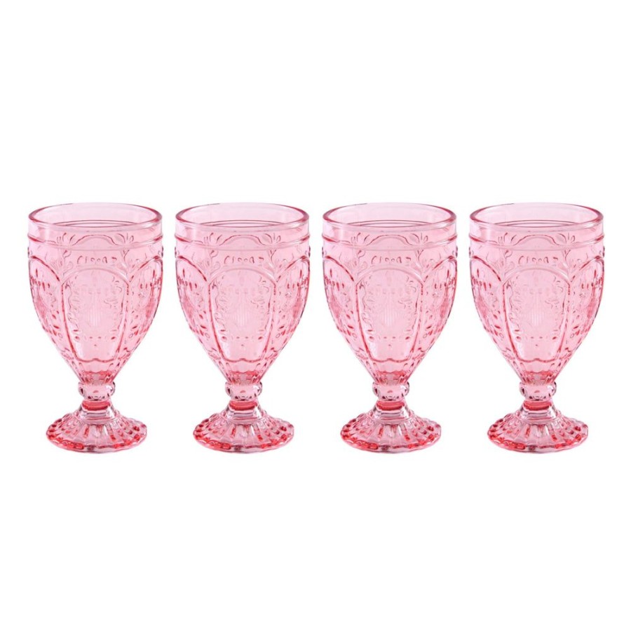 Dining Fitz and Floyd Glasses | Trestle Goblets Set Of 4, Blush