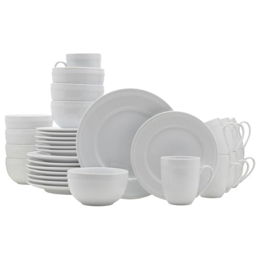 Dining Fitz and Floyd Dinnerware Sets | Everyday White® Beaded 32 Piece Dinnerware Set, Service For 8