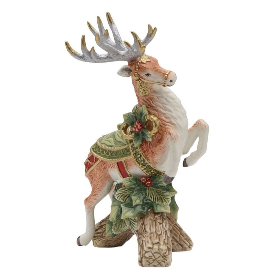 Serveware Fitz and Floyd Candleholders | Holiday Home Green Leaping Deer Candleholder