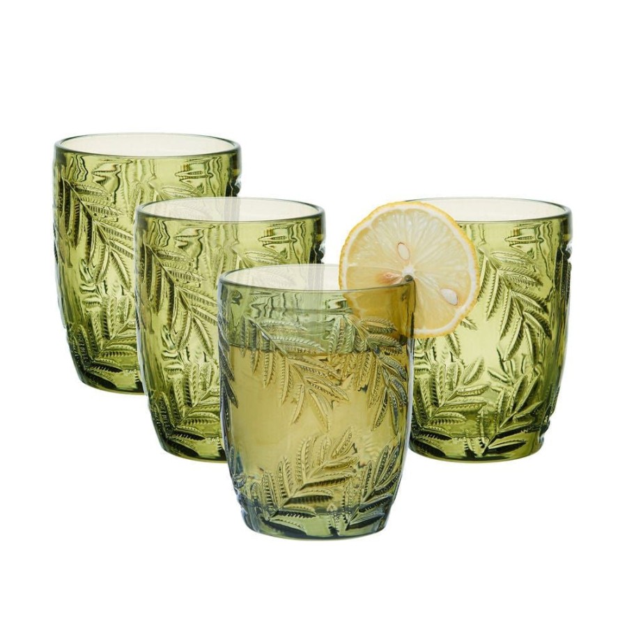 Dining Fitz and Floyd Glasses | Villa Palm Double Old Fashioned Glasses Set Of 4