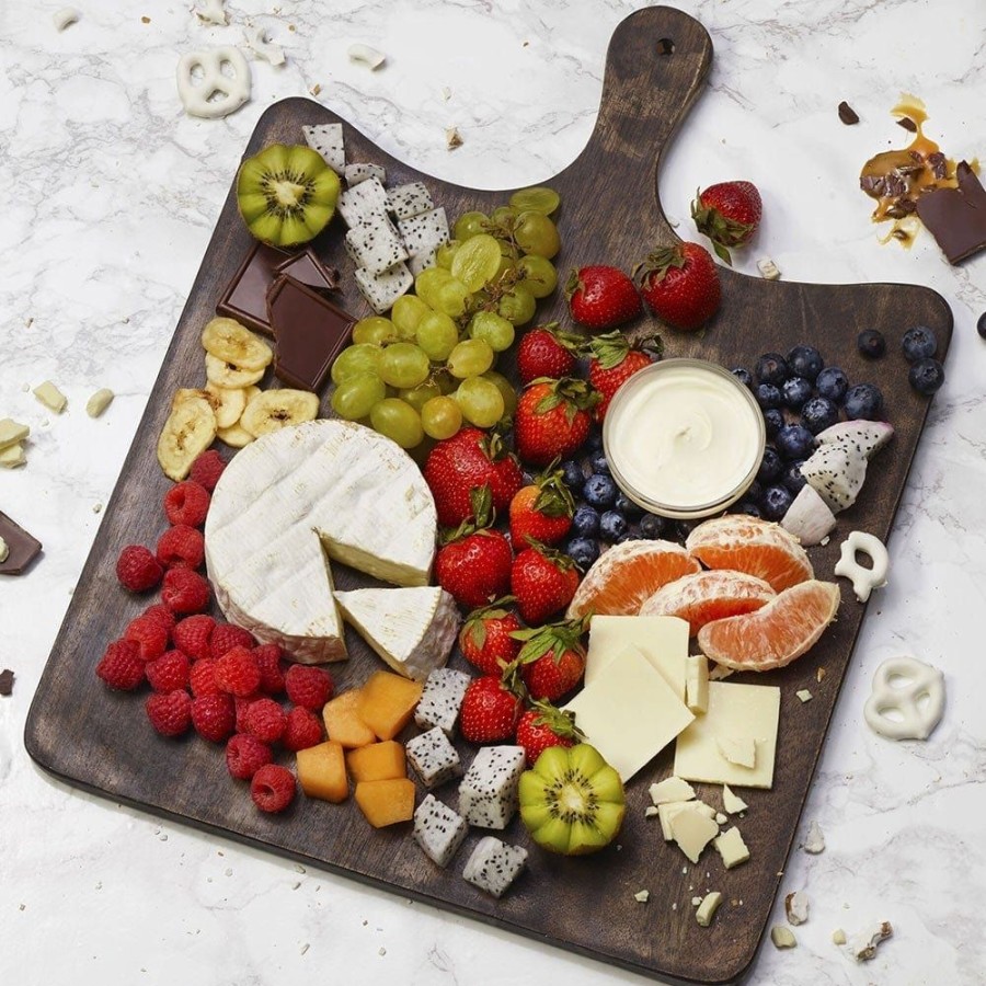 Serveware Fitz and Floyd Appetizer And Snack Serveware | Austin Craft Maryn Mango Wood Paddle Cheese Charcuterie Serving Board, Espresso