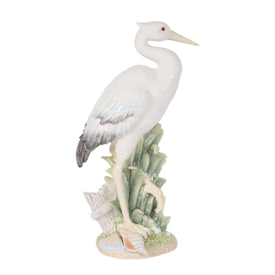 Figurines Fitz and Floyd Coastal | Newport Home Tall Egret Facing Forward 16 In