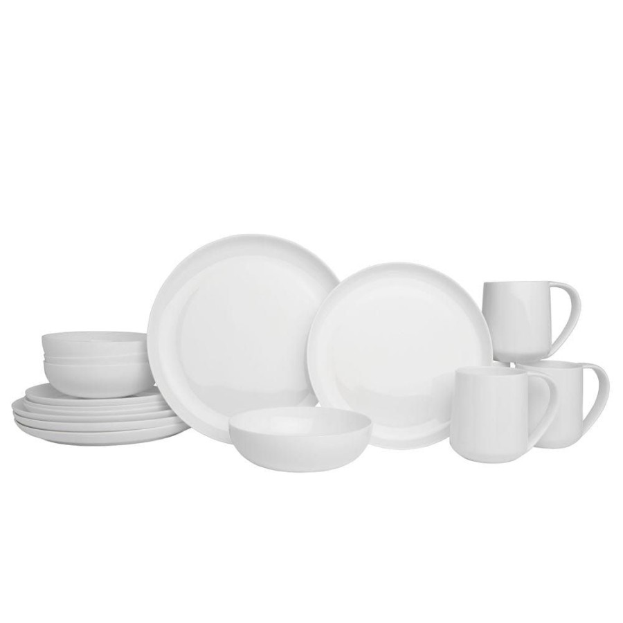 Dining Fitz and Floyd Dinnerware Sets | Nevaeh White Coupe 16 Piece Dinnerware Set, Service For 4