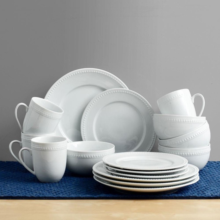 Dining Fitz and Floyd Dinnerware Sets | Everyday White® Beaded 16 Piece Dinnerware Set, Service For 4