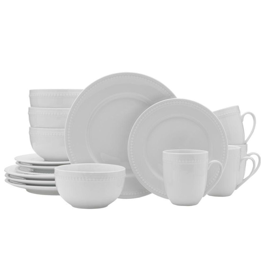 Dining Fitz and Floyd Dinnerware Sets | Everyday White® Beaded 16 Piece Dinnerware Set, Service For 4