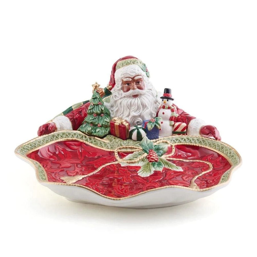 Serveware Fitz and Floyd Serving Bowls | Holiday Home African American Santa Serving Bowl