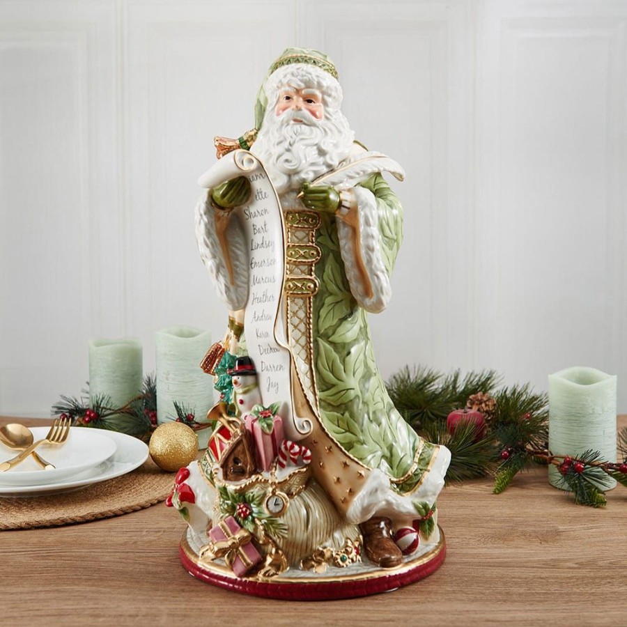 Figurines Fitz and Floyd Santa | Holiday Home Green Santa Figurine, 18.75 In