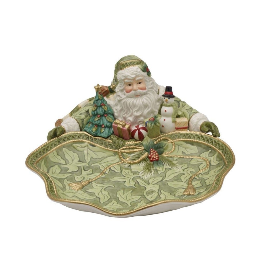 Serveware Fitz and Floyd Serving Bowls | Holiday Home Green Santa Serving Bowl