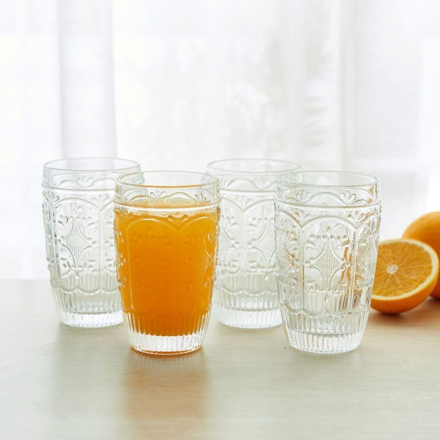 Dining Fitz and Floyd Glasses | Trestle Highball Glasses Set Of 4, Clear