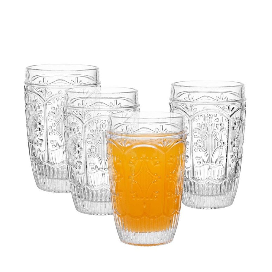 Dining Fitz and Floyd Glasses | Trestle Highball Glasses Set Of 4, Clear